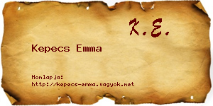 Kepecs Emma névjegykártya